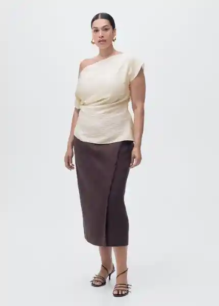 Blusa Manta Blanco Talla L Mujer Mango