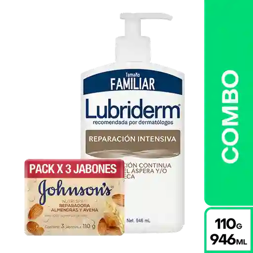 Combo Jabón Avena 110 g x 3 Und + Lubriderm Rep Intensiva 946 mL