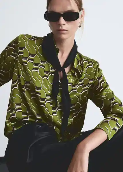 Camisa Robi Verde Talla S Mujer Mango