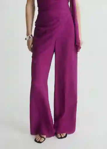 Pantalón Floris Morado Talla M Mujer Mango