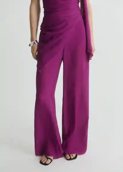 Pantalón Floris Morado Talla M Mujer Mango