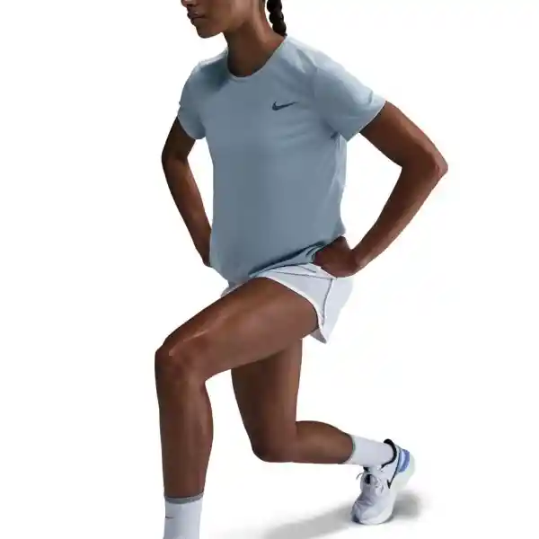Nike Camiseta Para Correr W Miler Top Manga Corta Mujer Azul L