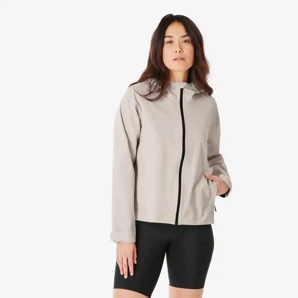 Chaqueta de Senderismo Impermeable Mujer - Mh100 - Beige