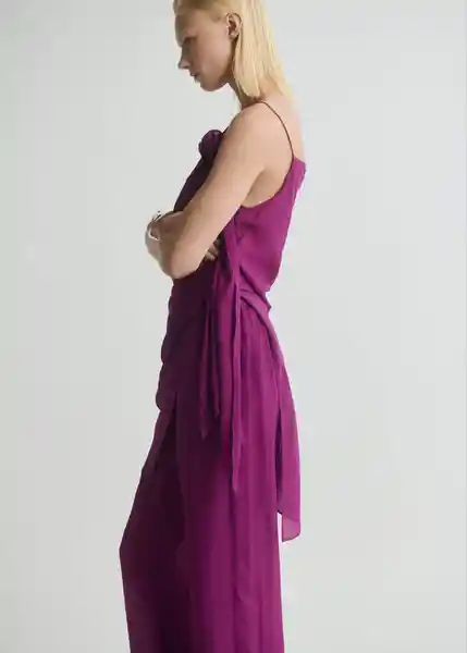 Pantalón Floris Morado Talla M Mujer Mango