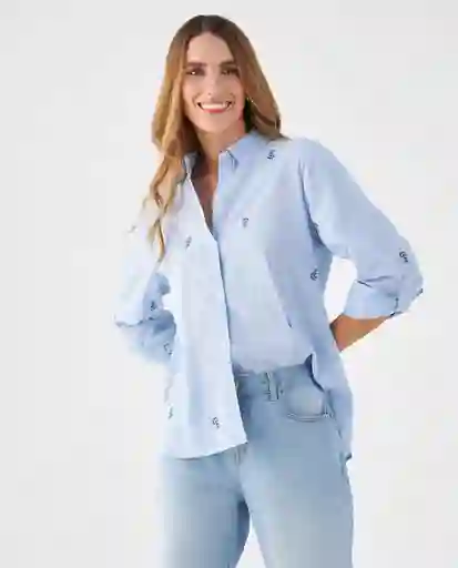 Camisa Azul Cristalino Claro Talla M 619F080 Esprit