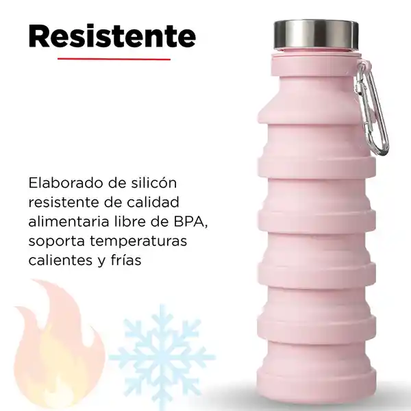 Miniso Termo de Silicona Plegable Rosa 550 mL