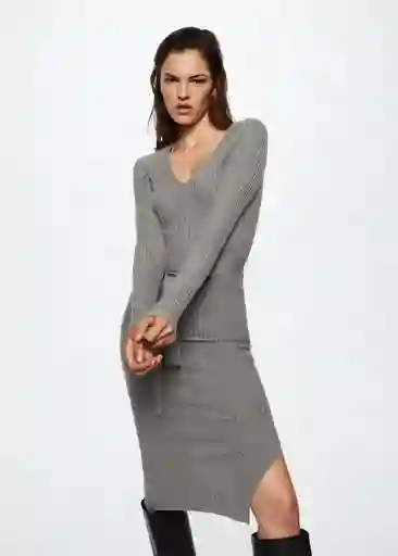 Vestido Goletav Gris Medio Vigore Talla M Mujer Mango