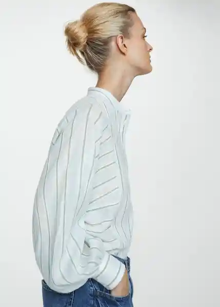 Camisa Bamboo Azul Talla M Mujer Mango