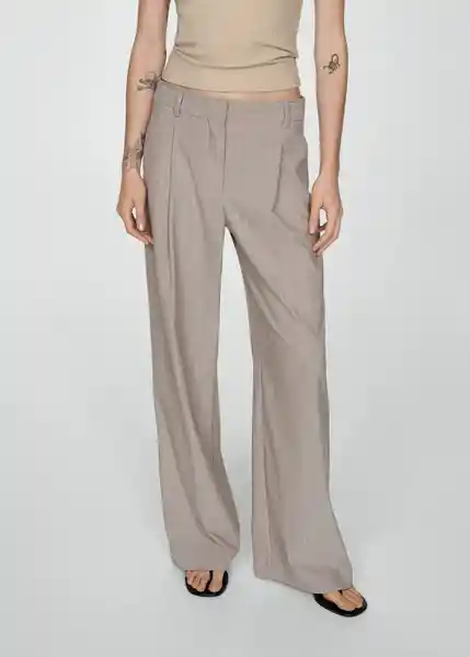 Pantalón Florida Beige Talla 46 Mujer Mango