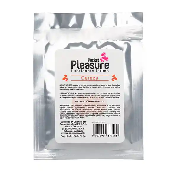 Pocket Pleasure Lubricante Flavor Mix Cereza Sachet