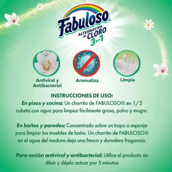 Fabuloso Limpia Pisos Alternativa al Cloro Fresco Amanecer