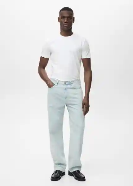 Camiseta Strech Blanco Talla M Hombre Mango