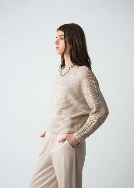 Suéter Tejido Mujer Beige Escarcha Claro Talla L 583G081 Naf Naf