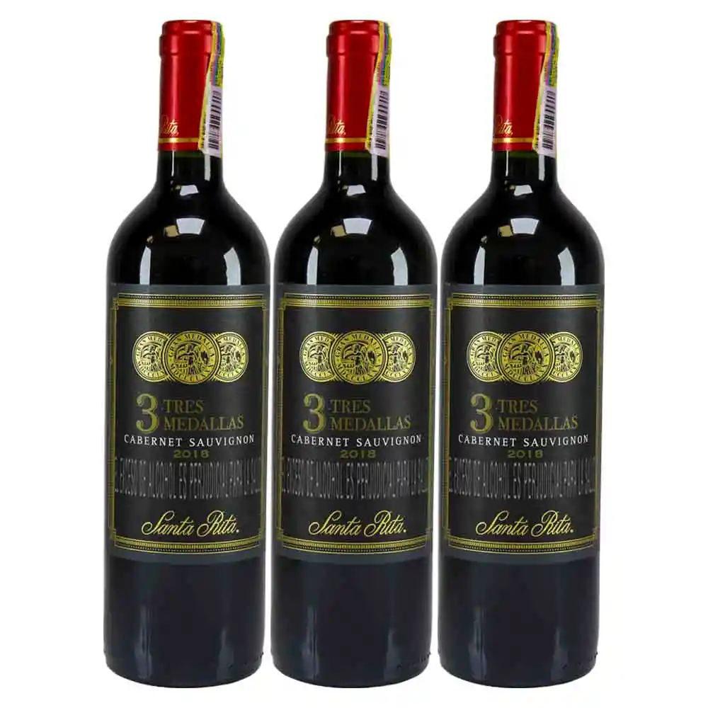 Vino Santa Rita 3 Medallas Cabernet Sauvignon X750 Ml 2X3