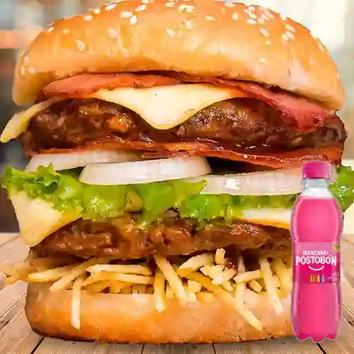 Hamburguesa Super Burrera +Postobón Manzana 250ml
