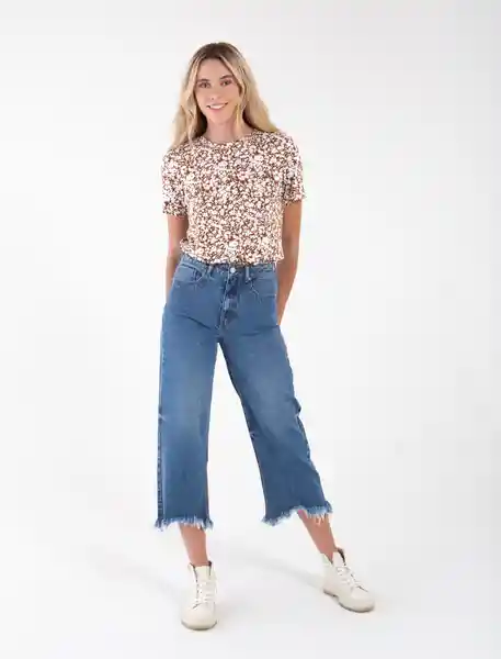 Camiseta Con Cuello Redondo Café Estampado Talla S Mujer Naf Naf