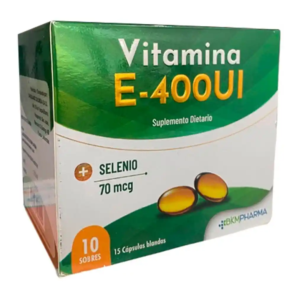 Bkmpharma Vitamina E +Selenio Suplemento Dietario Cápsulas Blandas (400UI / 70 mcg) 