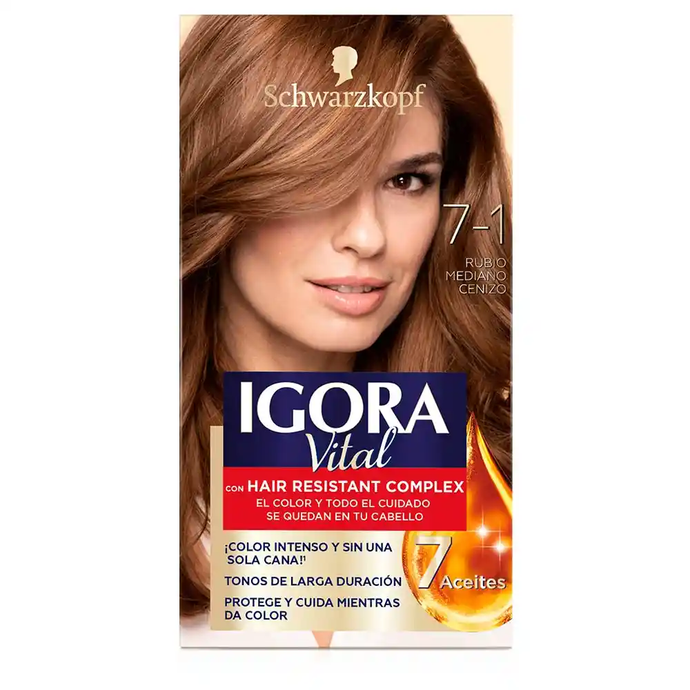Igora Tinte Capilar Vital 7-1 Rubio Mediano Cenizo