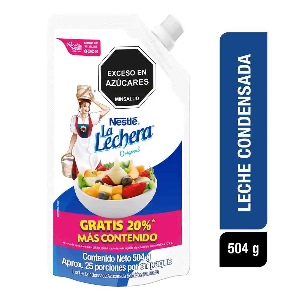 Leche condensada LA LECHERA x 504g gratis 20%