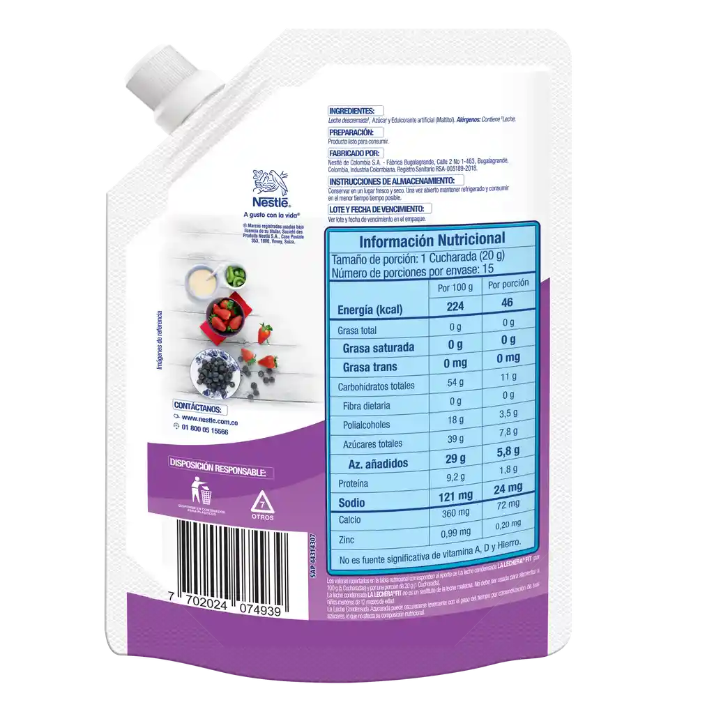 Leche condensada LA LECHERA FIT descremada x 300g