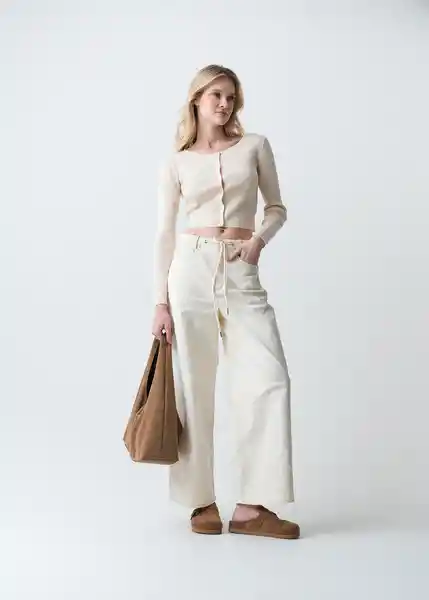 Pantalón Macarena Mujer Crudo Vainilla Claro Talla 10 433G359 Naf Naf