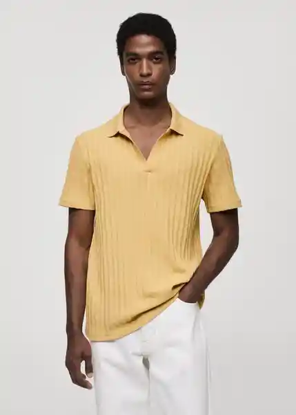 Polo Creto Amarillo Talla L Hombre Mango