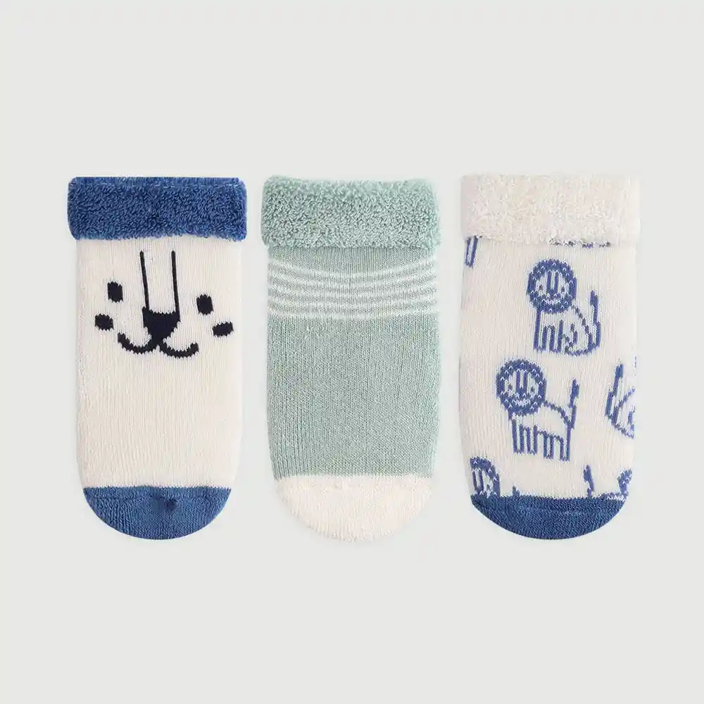 Media Larga en Algodón Bebito Bugo X 3 Baby Fresh Talla 3-6m