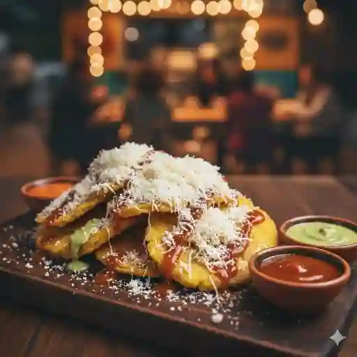 Patacones con queso rallado