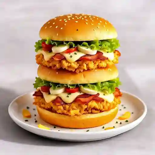 Hamburguesa de pollo gratinada