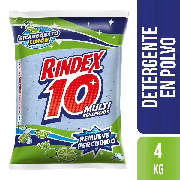 Rindex 10 Multi Beneficios Detergente Multiusos En Polvo 4 Kg