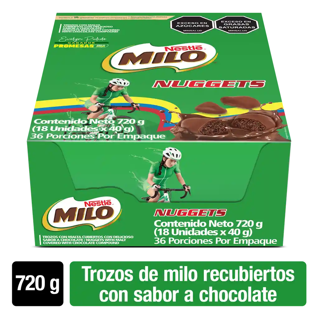 MILO NUGGETS cubiertos con sabor a chocolate 18 Unds x 20g c/u