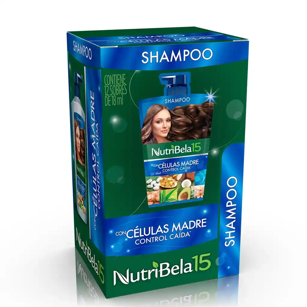 Shampoo Nutribela Celulas Madre Control Caida X 12 Sobres C/u