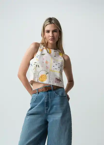 Camisa Ruri Mujer Crudo Marfil Claro T M 012G387 Naf Naf