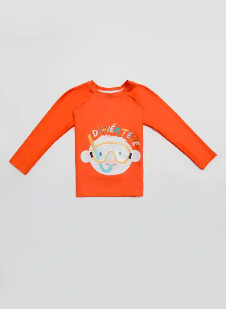 Camiseta Exterior T-shirt M/l 6/9 Meses - Naranja