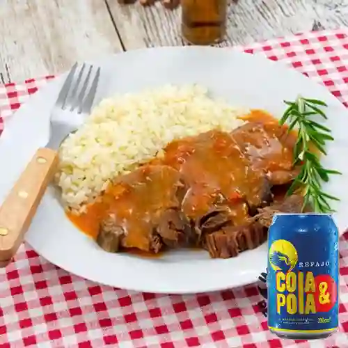 Combo lengua en salsa+refajo cola pola