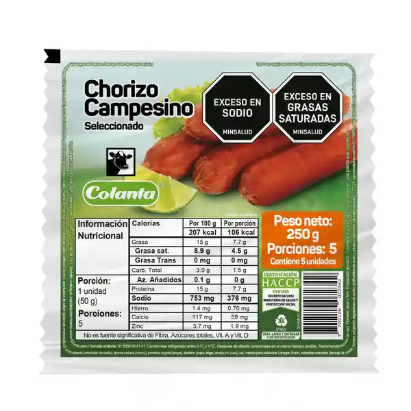 Colanta Chorizo Campesino Seleccionado