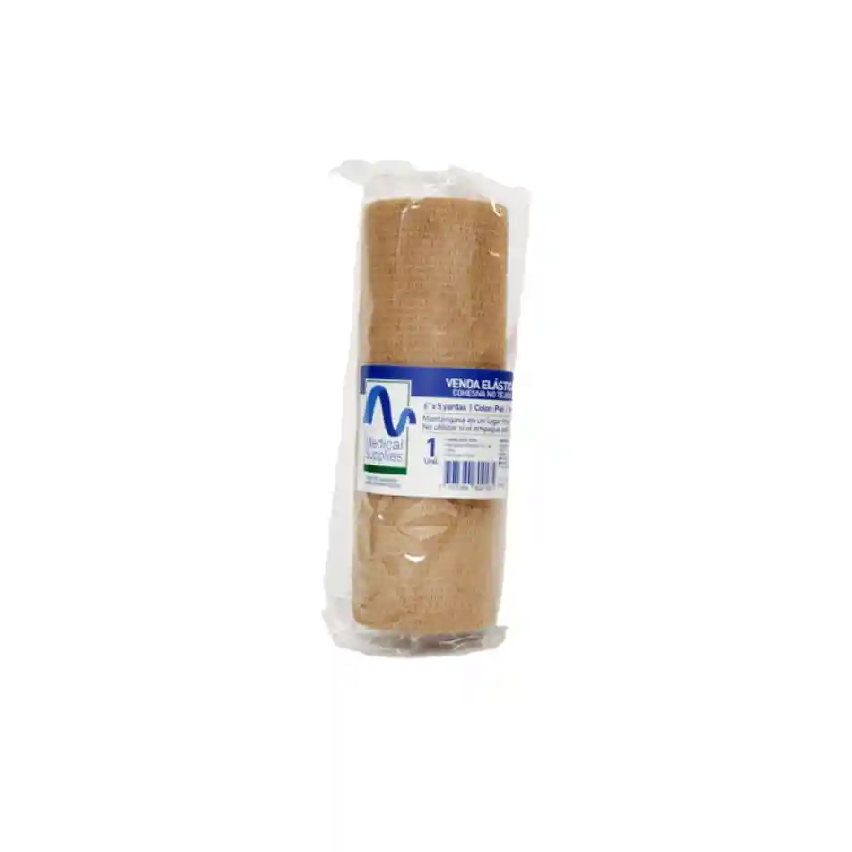 Venda Elastica Cohesiva 6"x5 Yardas Color Piel Medical Supplies