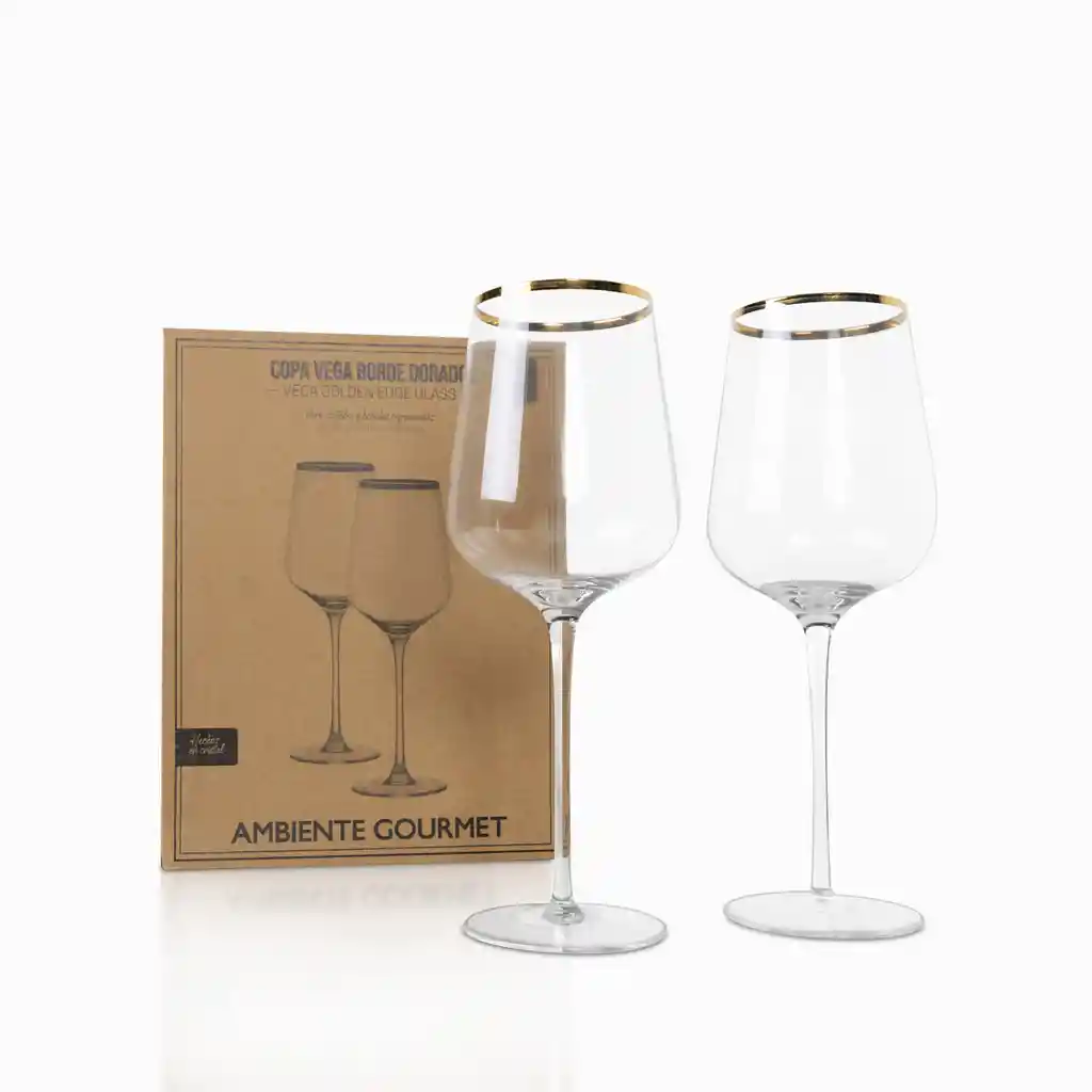 Copa Vega Borde Dorado en Cristal 750 mL Ambiente Gourmet