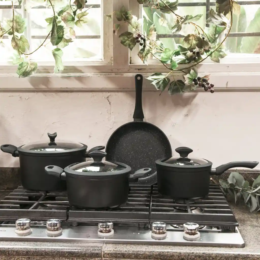 Set de Olla Aluminio Forjado Negro Ambiente Gourmet