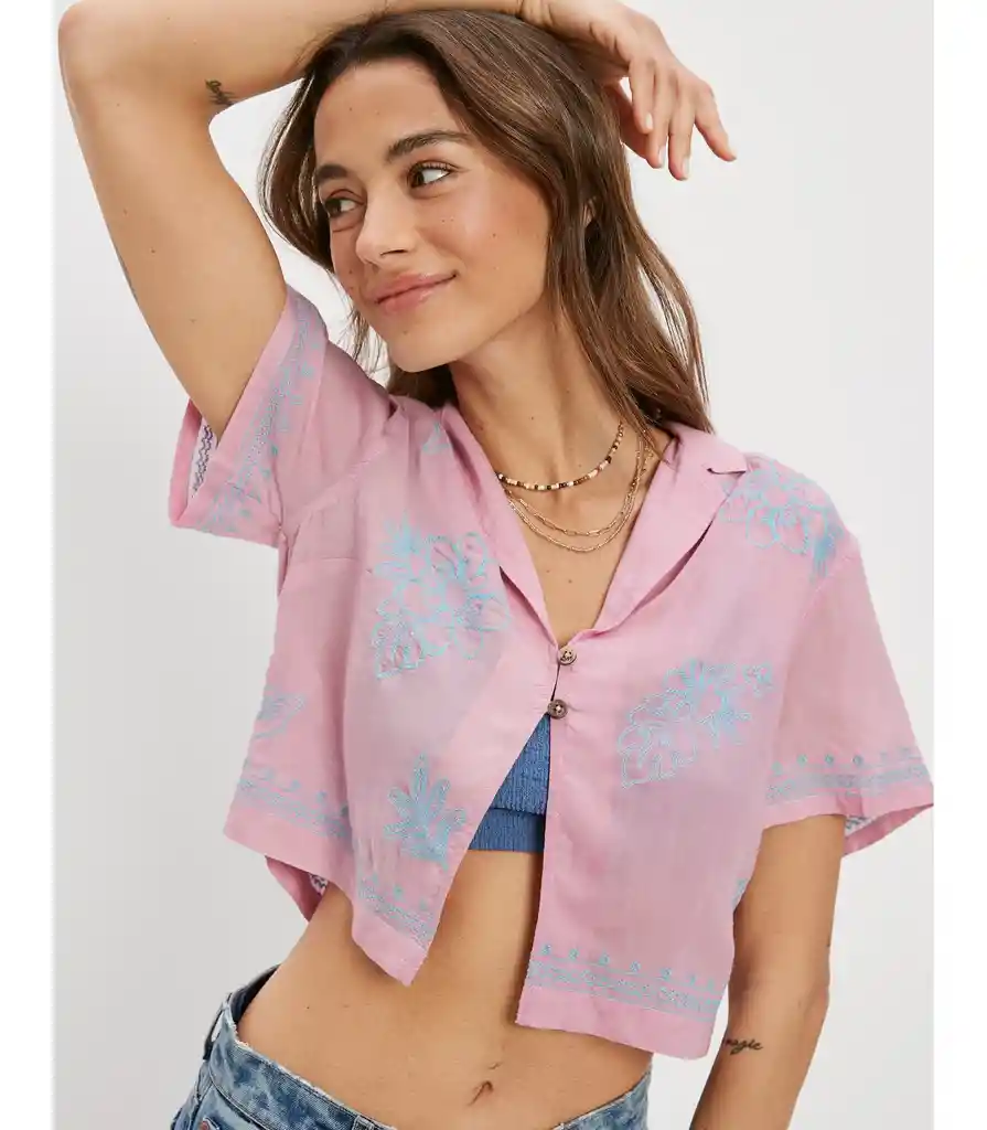 Camisa Mujer Rosado Talla LARGE 400386768219 American Eagle