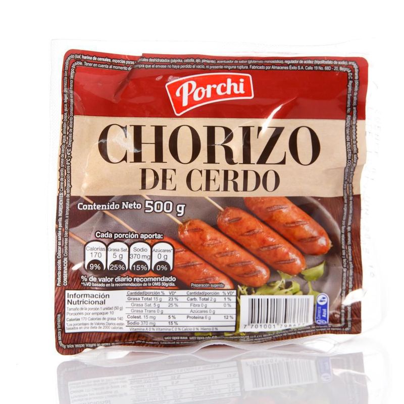 Porchi Chorizo de Cerdo Antioqueño 500 g
