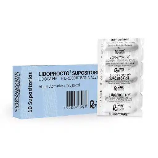 Lidoprocto Supositorios (60 mg/ 5 mg) 10 Supositorios