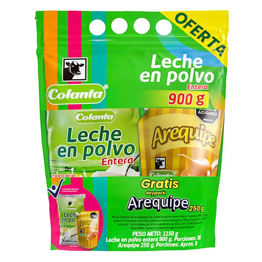 Colanta Leche Polvo Entera Arequipe 