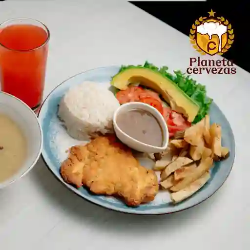 Menu del dia con pechuga apanada