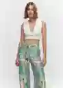 Pantalón Christen Off White Talla 36 Mujer Mango