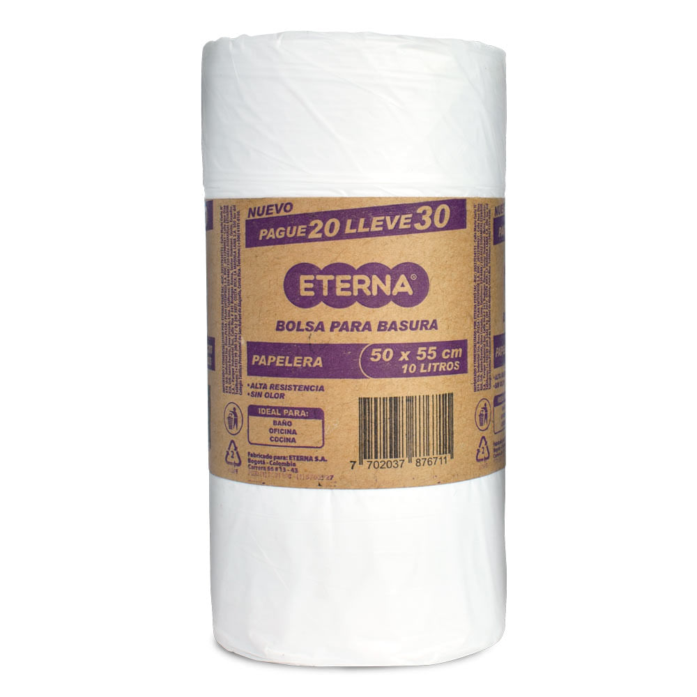 Eterna Bolsa para Basura Blanca 50x55cm Pague 20 Lleve 30 30 und