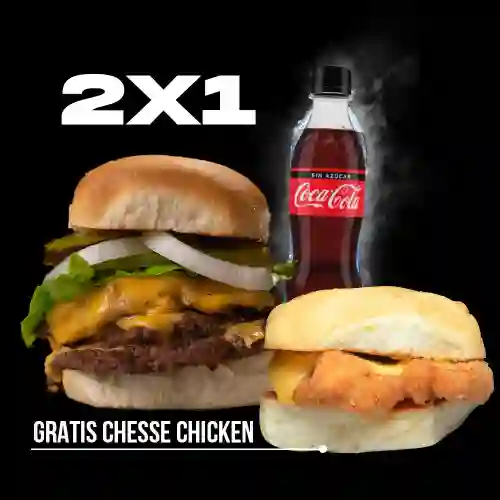 Double Bun + Chicken Cheese y Bebida