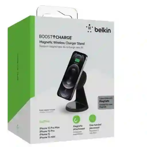 Belkin Soporte Mag de Carga iPhone 12 7.5W-C Negro