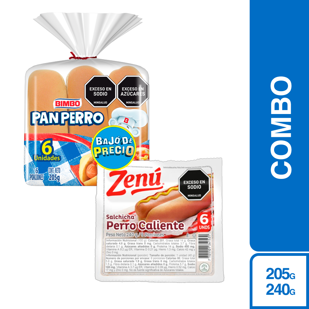 Combo Pan Perro + Zenú Salchicha Perro