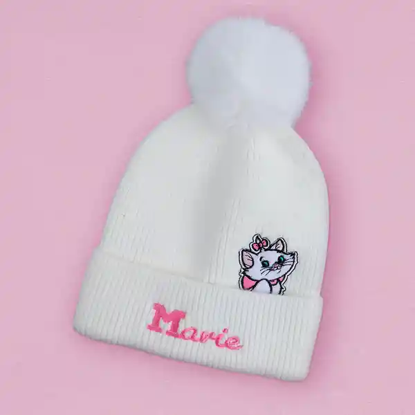 Gorro Tejido Copo Disney Cat Colección Marie Blanco Miniso